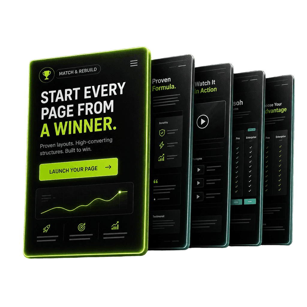 A fanned gallery of proven landing-page templates