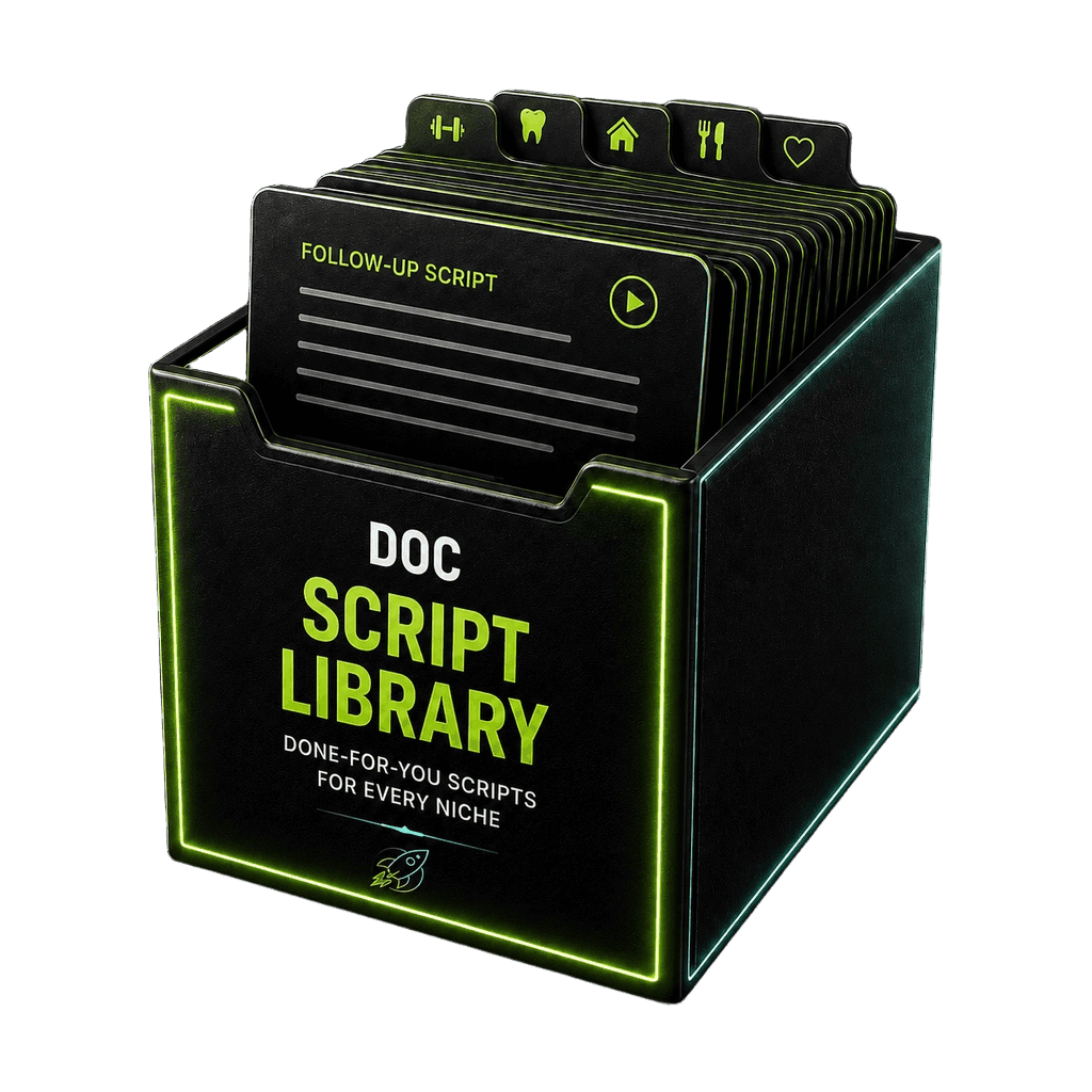 The DOC script library — niche-sorted, done-for-you video scripts
