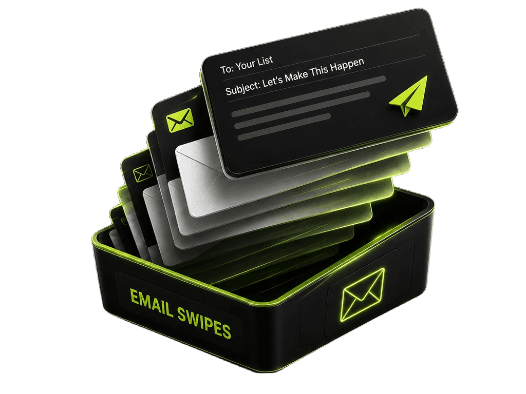 Email swipes box — pre-written launch emails